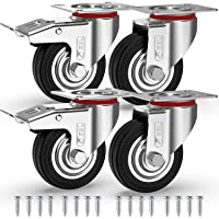 GBL - 4 Ruedas para Muebles + Tornillos 200KG | 75mm Ruedas Giratorias- Rueda Pivotantes- Ruedas Con Freno Industrial…